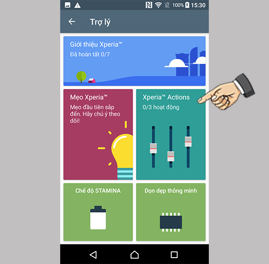 ​Vào cài đặt Xperia Actions
